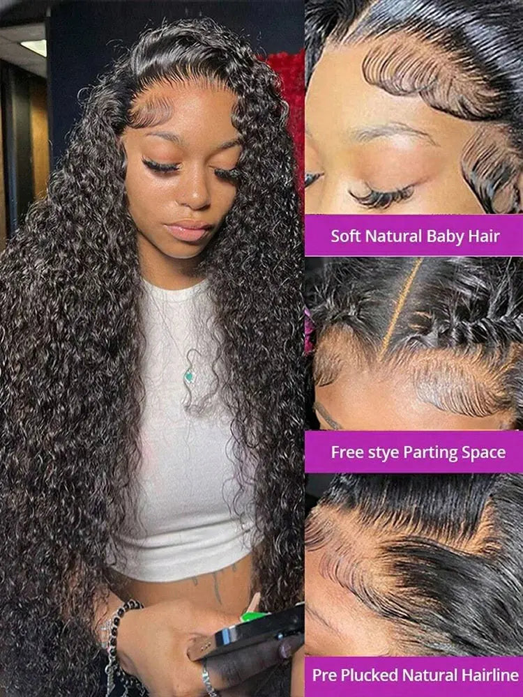 30 Inch Deep Wave Lace Front Wigs Human Hair  250% Density 13x4 HD Lace Front Wigs Human Hair Deep Curly Wet And Wavy Human Hair Wigs For Women