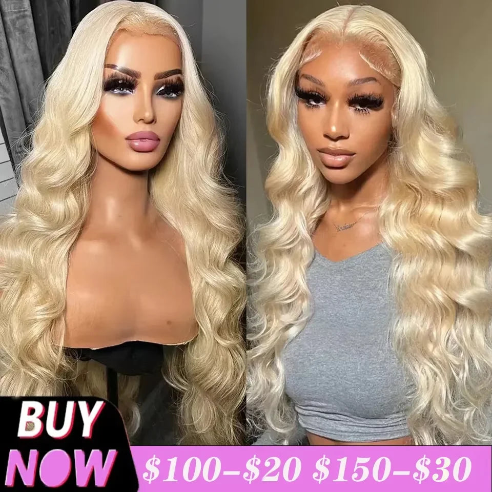 36 inch 613 Honey Blonde Body Wave 13x6 13X4 Lace Front Human Hair Wigs For Women Brazilian 4x4 HD Transparent Lace Frontal Wig
