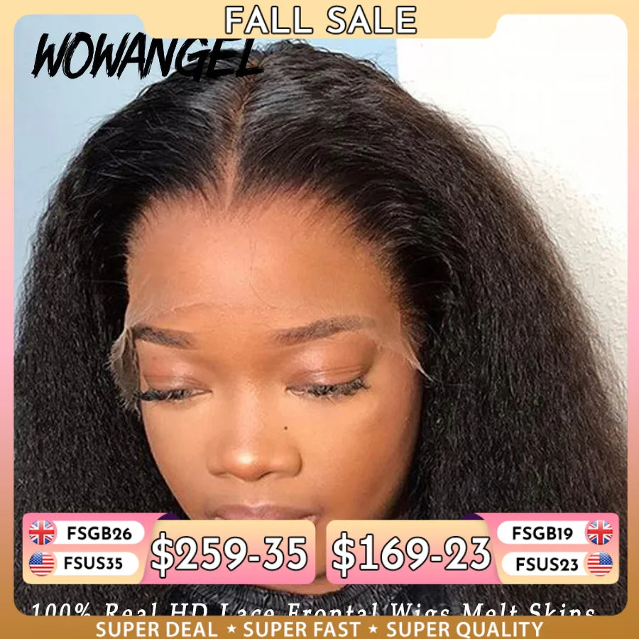 SKINLIKE Real HD Lace Front Wigs Kinky Straight 250% 13x4 Full Frontal Wigs Human Hair Wigs Peruvian Yaki Straight Melt Skins