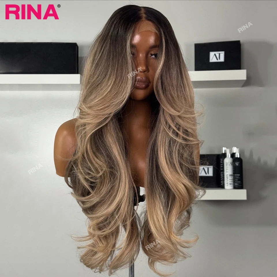 Ombre Blonde Highlight Color 200 Density 13x4 13x6 Human Hair Lace Front Wig Transparent Lace Brazilian Hair For Women Body Wave