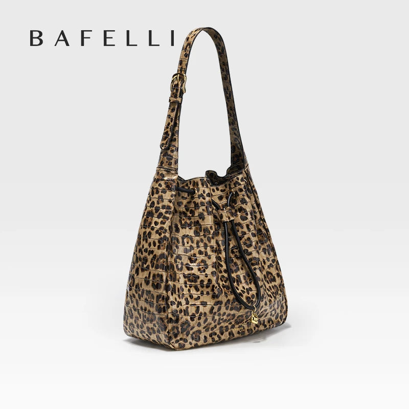 BAFELLI WOMEN'S NEW BAGS LUXURY FASHION LEATHER HANDBAGS 2026 HIGH QUALITY DESIGNER BRAND CAPACITY LADIES SHOULDER LEOPARD PRINT