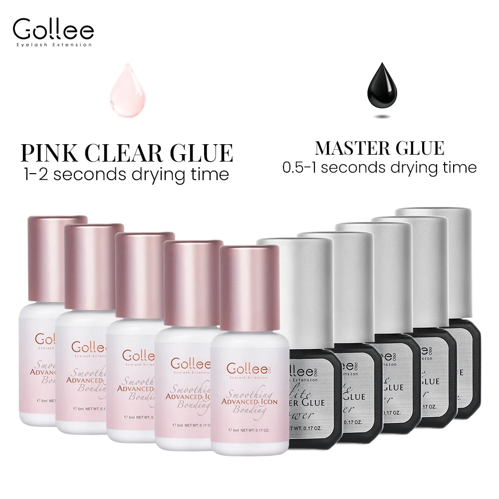 Gollee 0.5-1s Fast Dry Glue for Eyelash Extension Hypoallergenic Lash Extension Glue for Professional Artists Eyelashes Supplies