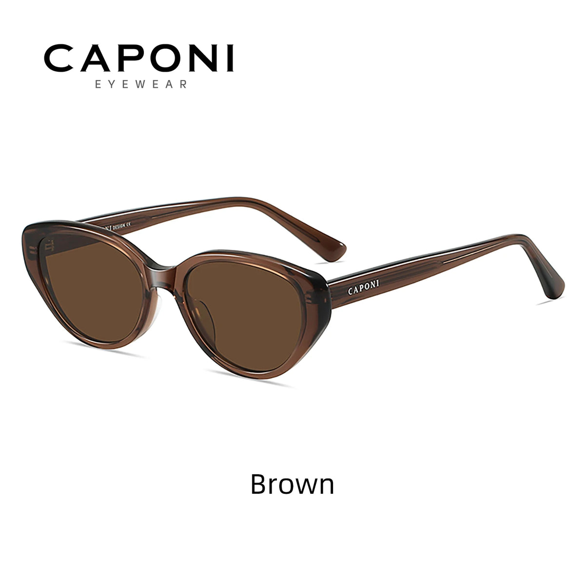 CAPONI Polarized Women Sunglasses Outdoor Fashion Vintage Design Brand Cat Eye Eyewear TR90 Brown UV400 Brown Shade CP23096