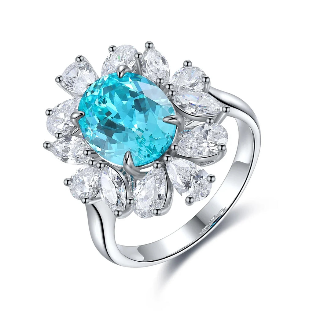 Bridal Jewelry Sets for Women Rings Necklace Earrings Lab Grown Paraiba Engagement Rings Wedding Custom Jewelry