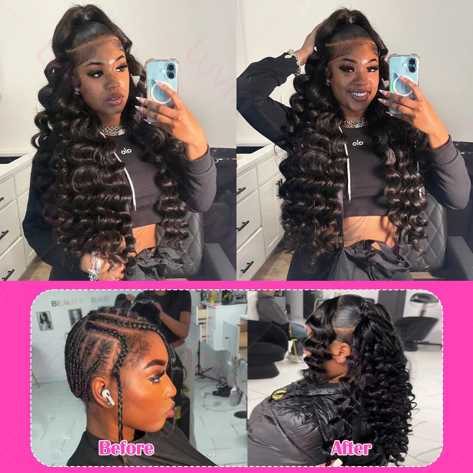 Luvin Loose Deep Wave Raw Human Hair Bundles 34 Inch 1/3/5 Brazilian Double Weft Virgin Curly Bundles Deep Wave Extensions