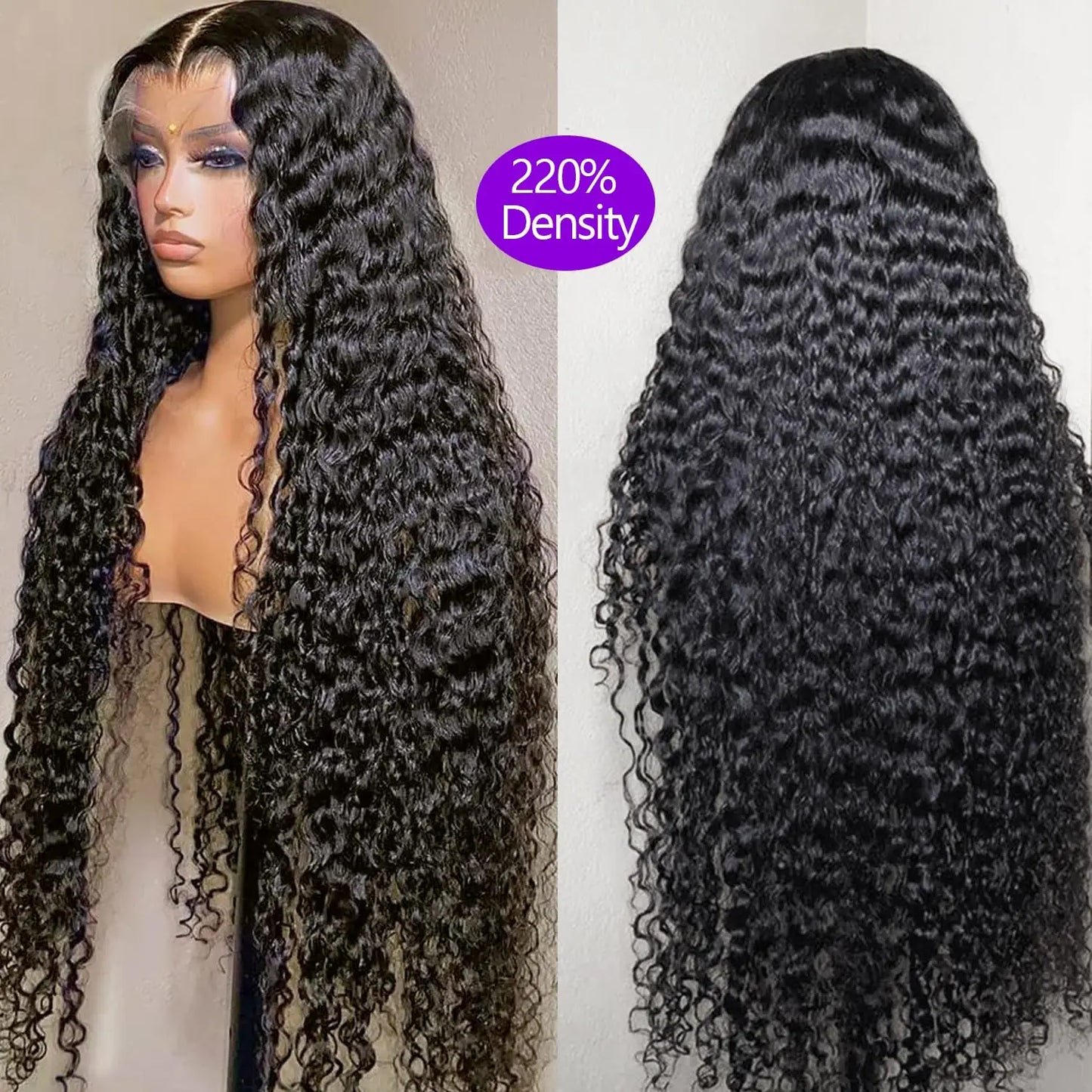 Lemoda 220 Density 12A Virgin 13x6 Water Wave Full Lace Frontal Wig Human Hair Pre Plcked 13x6 Deep Wave Frontal Wigs Human Hair