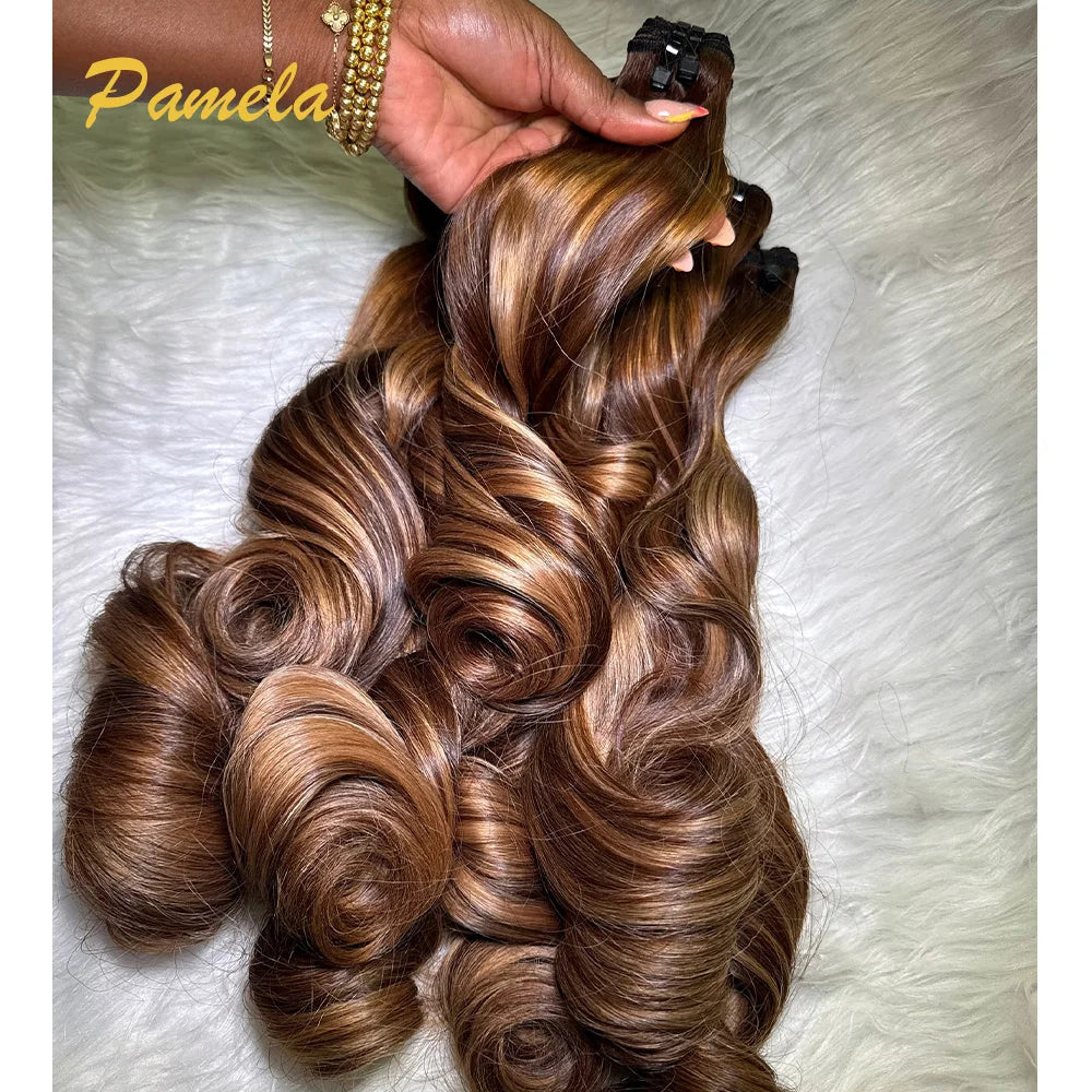 Loose Deep Wave Human Hair Bundles With 5x5 Closure And 3 Bundles Human Hair Extensions For Women Ombre Brown 13x6 Lace Frontal