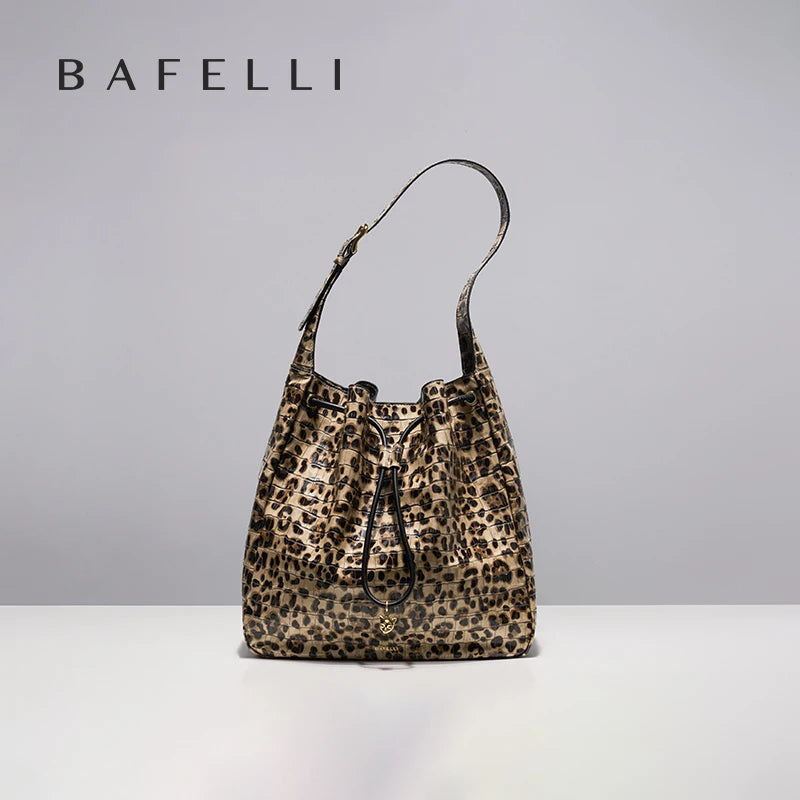 BAFELLI WOMEN'S NEW BAGS LUXURY FASHION LEATHER HANDBAGS 2026 HIGH QUALITY DESIGNER BRAND CAPACITY LADIES SHOULDER LEOPARD PRINT