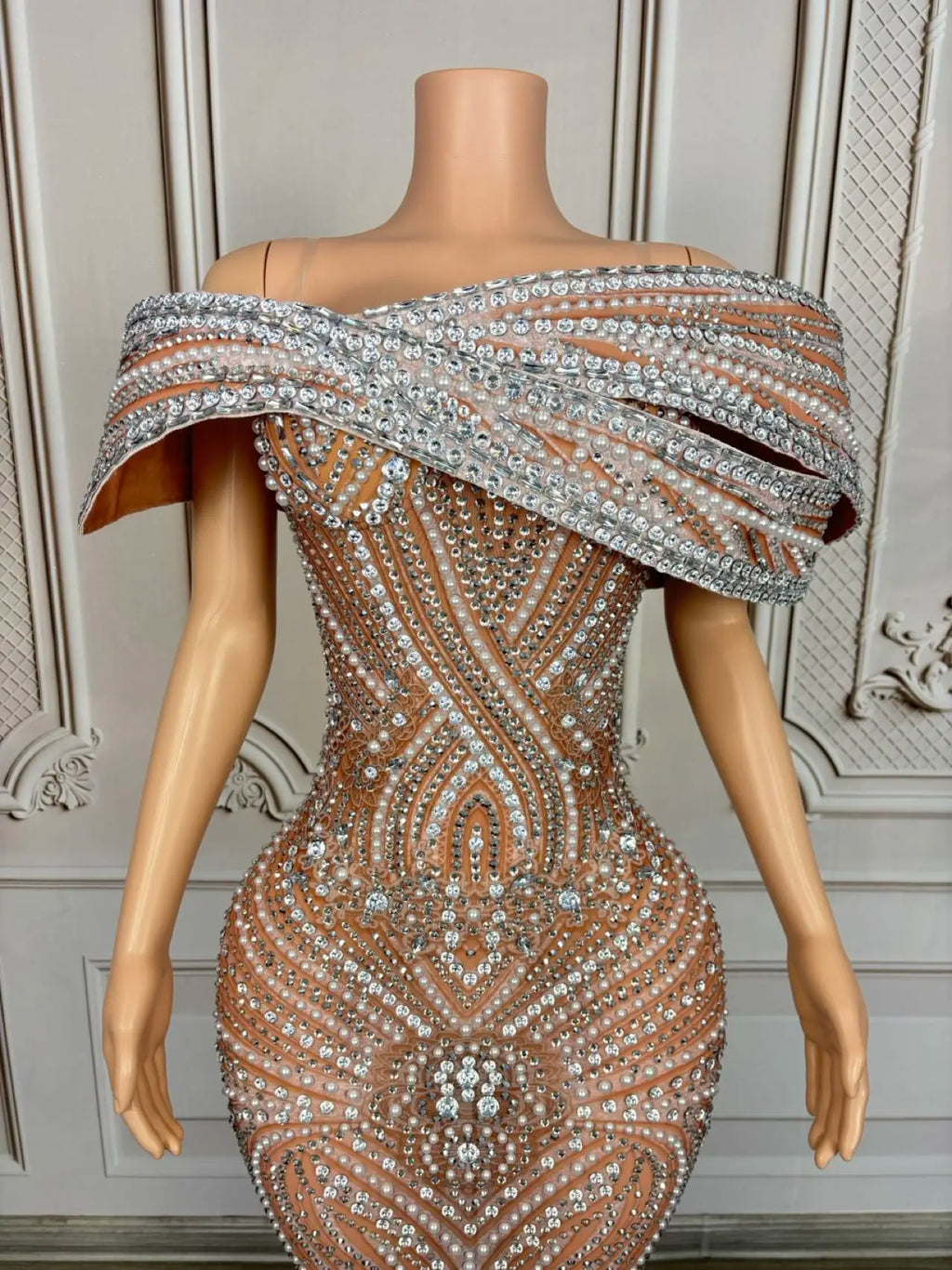 Sparkly Crystals Luxury Strapless Gown Sexy Women Birthday Celebrate Party Outfit High-end Evening Dress Photo Shoot Wear Chidao