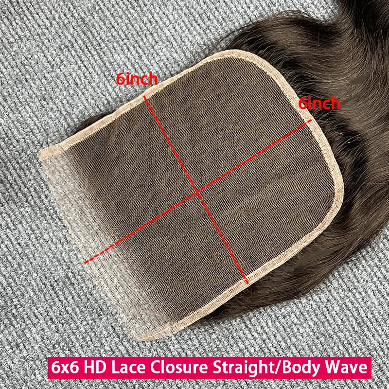 100% Real HD Lace Closure Only Invisible Melt Skin Lace 6x6 7x7 Straight & Body Wawe Raw Human Hair Pre Plucked Swiss HD Lace