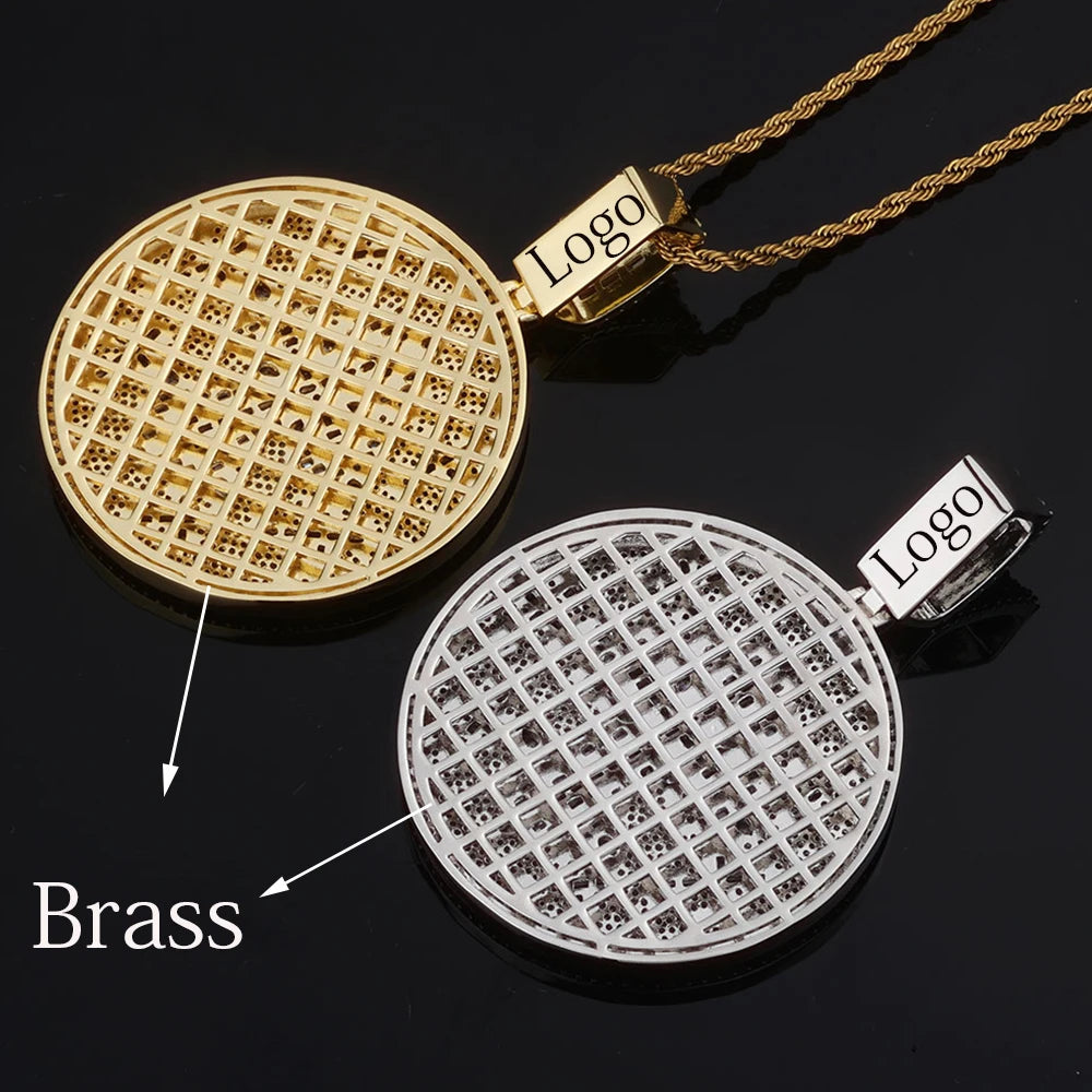 Hip Hop Custom VVS1 Moissanite Cross Circle Pendants Necklaces Iced Out Brass Personalized Men Pendant with Passed Diamond Test
