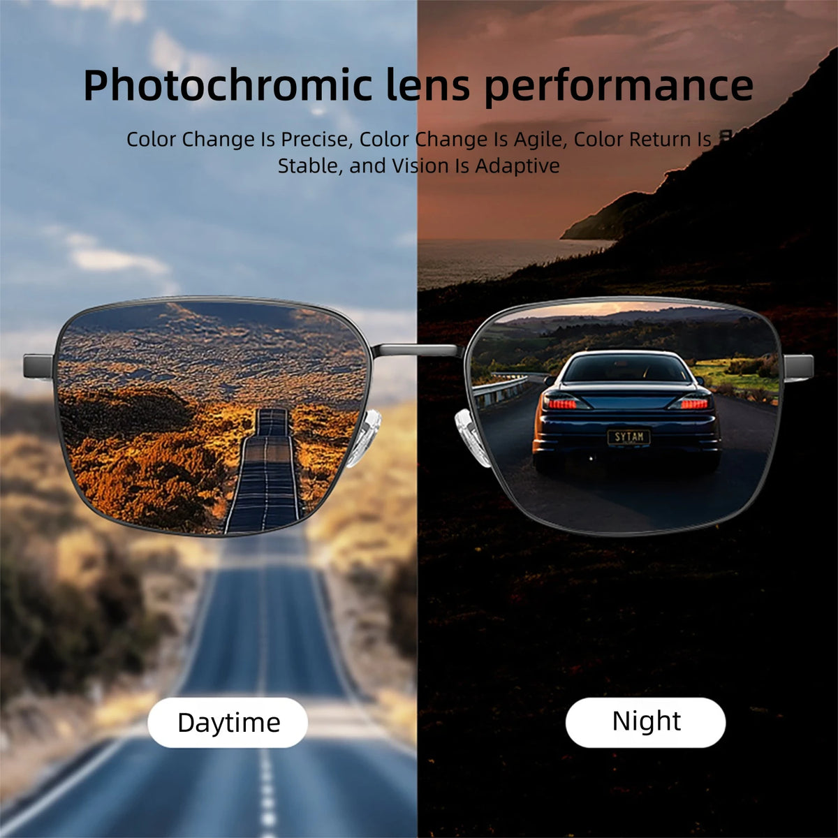 CAPONI Polarized Men Sunglasses Carbon Fiber Outdoor Photochromic Driving Sunglasses UV400 Brand Designer Black Shades BS24704