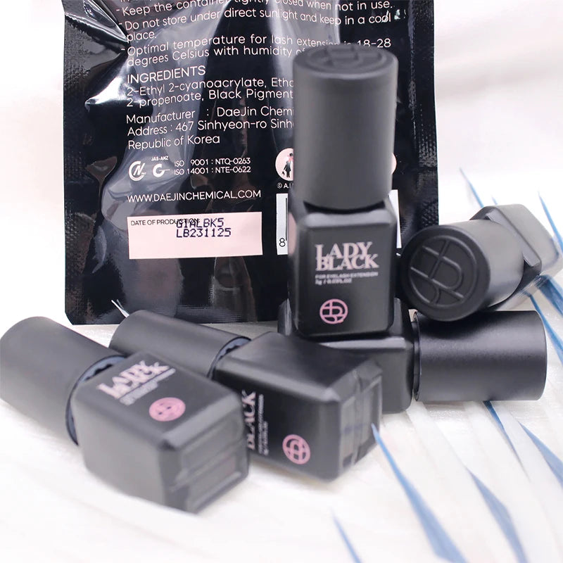 20 Bottles Lady Black Glue Korea Fastest Strongest Fake Eyelash Extensions Cola Supplies Adhesive 5ml Makeup Tools Lash Shop