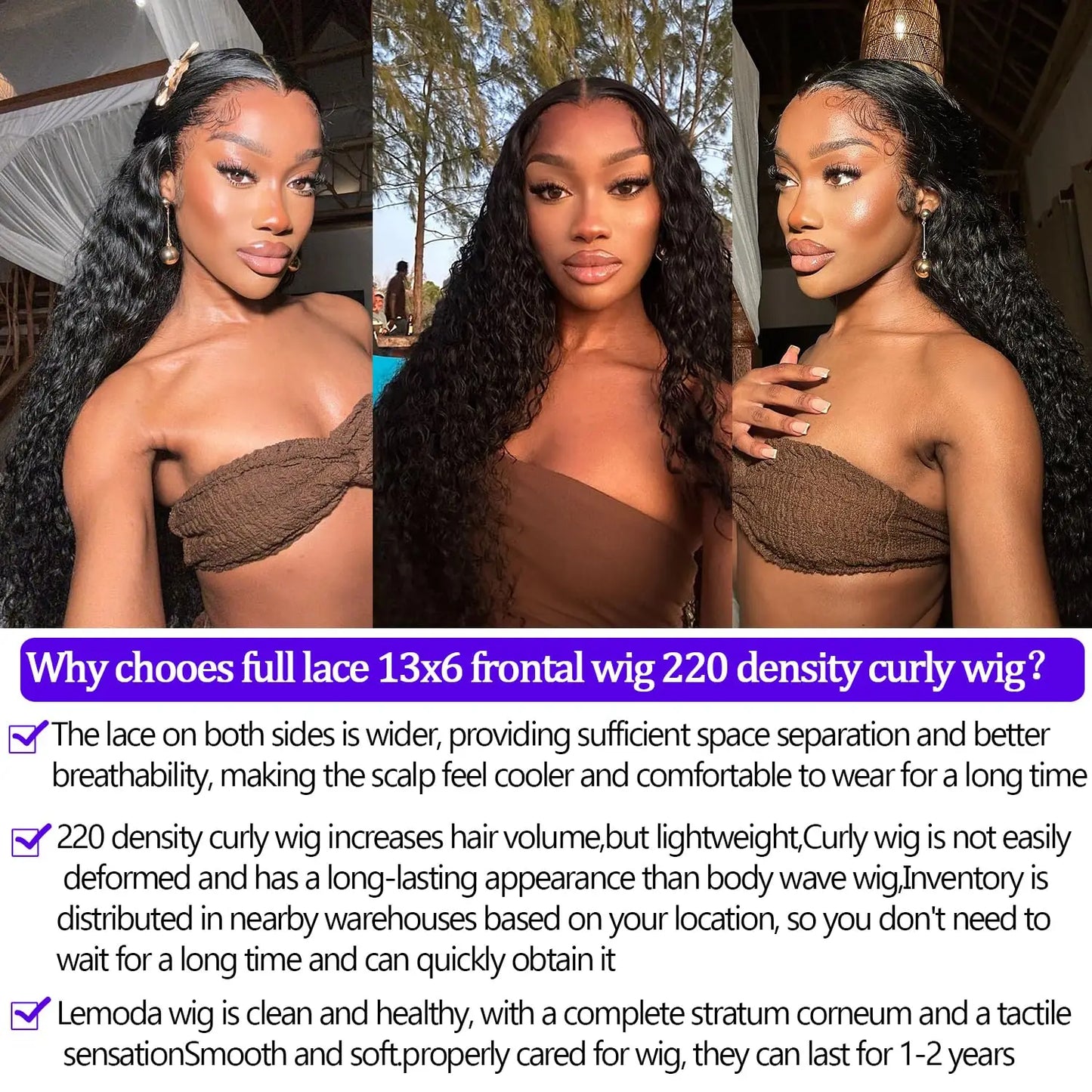 Lemoda 220 Density 12A Virgin 13x6 Water Wave Full Lace Frontal Wig Human Hair Pre Plcked 13x6 Deep Wave Frontal Wigs Human Hair