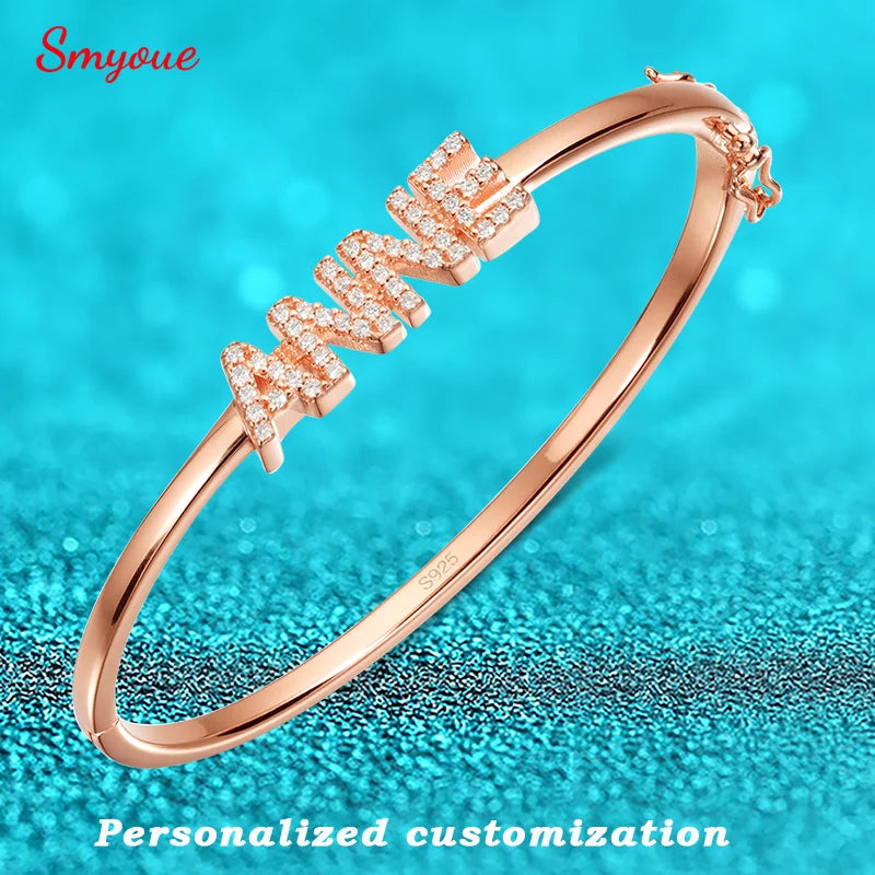Smyoue Personalized Name Custom Bracelet Letter Customized products for Women 925 Sterling Silver Jewelry By Shiran Aloni