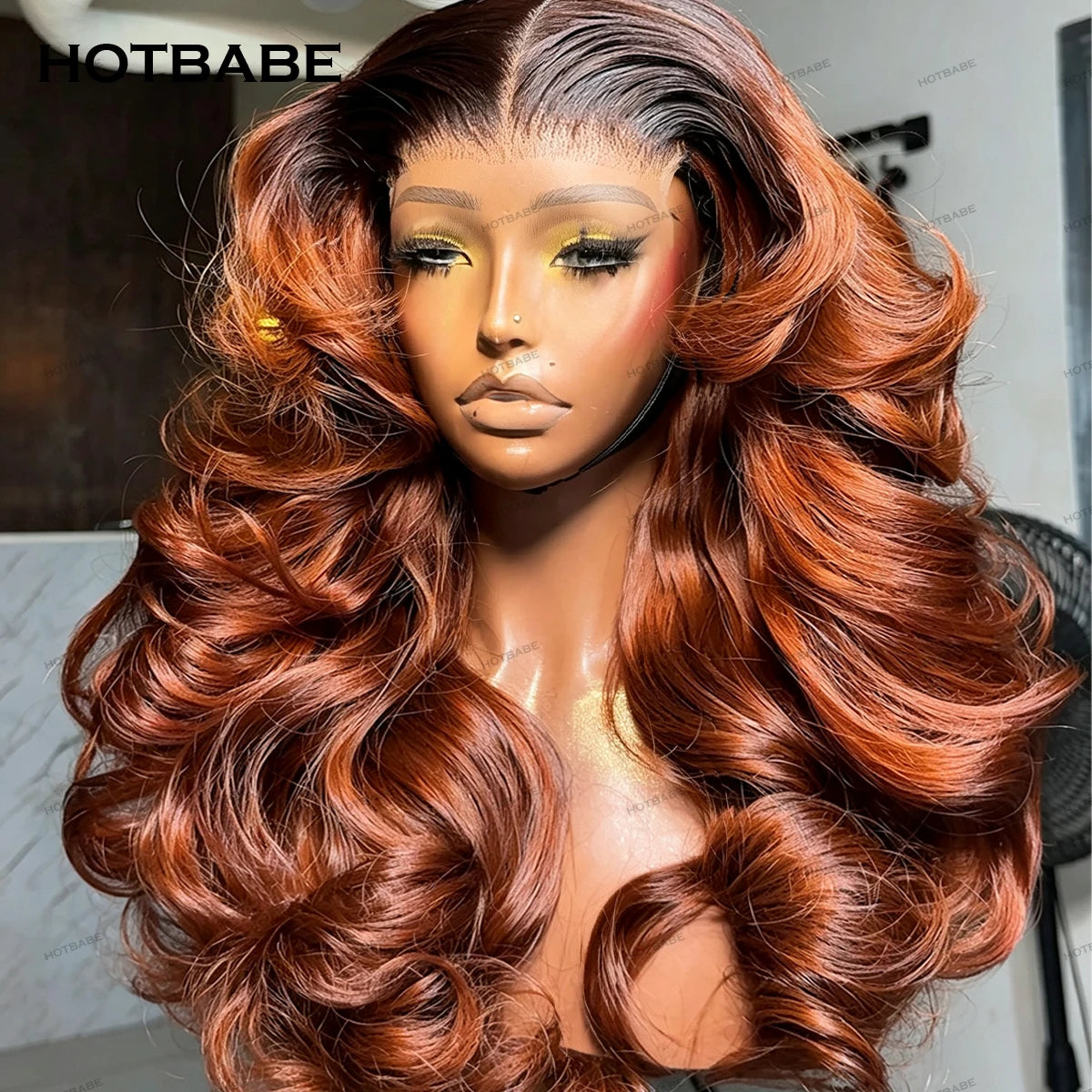 Ombre 4/350 Colored Human Hair Wig Glueless Wig Highlight Bouncy Curly 13x6 HD Lace Front Wig Wear And Go 400 Density Front Wig