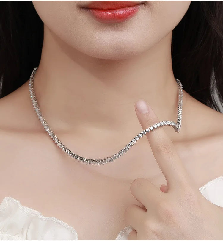 PureMax Luxury 3 Craws Certified Full Moissanite Diamond 18k Gold Plated Necklace Set For Women 925 Sterling Silver Fine Jewelry