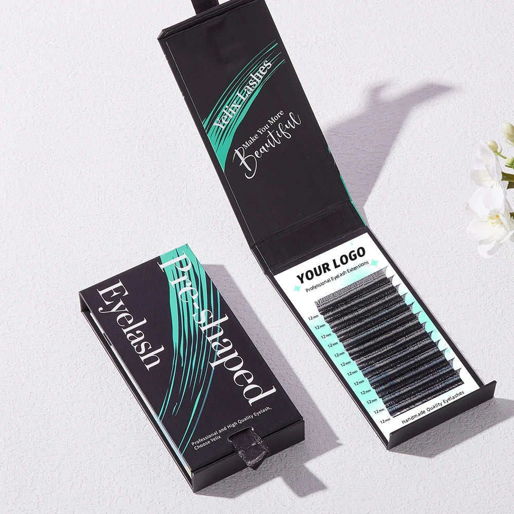Yelix False Customized Lashes Private Label Custom Lash Packaging Eyelash Extension DIY Logo Wholesale Dropshipping