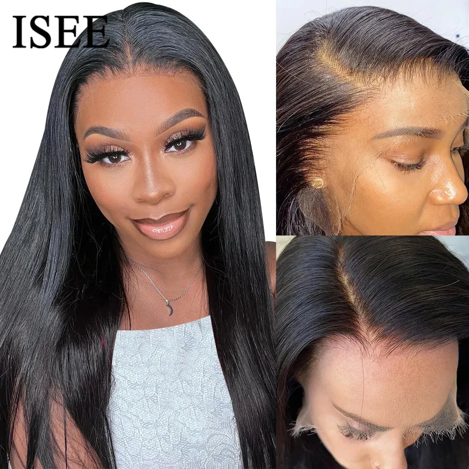 ISEE HAIR Wig Malaysian Straight 13x6 HD Lace Frontal Wig Pre Bleached Knots Wigs For Women Wear Go Glueless Wig Human Hair Wigs