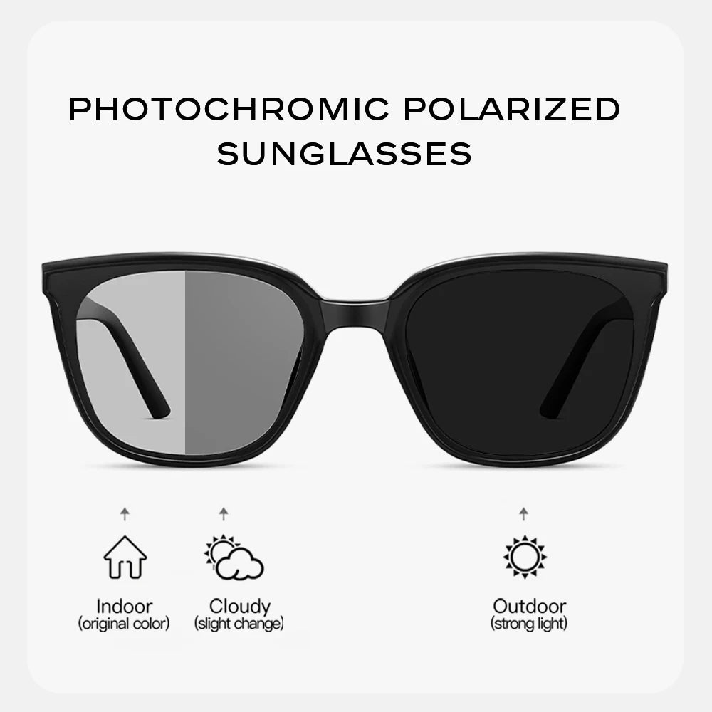 CAPONI Polarized Sunglasses Men Outdoor High Quality Driver Sun Glasses Photochromic UV400 Brand Designer Black Shades BS24048