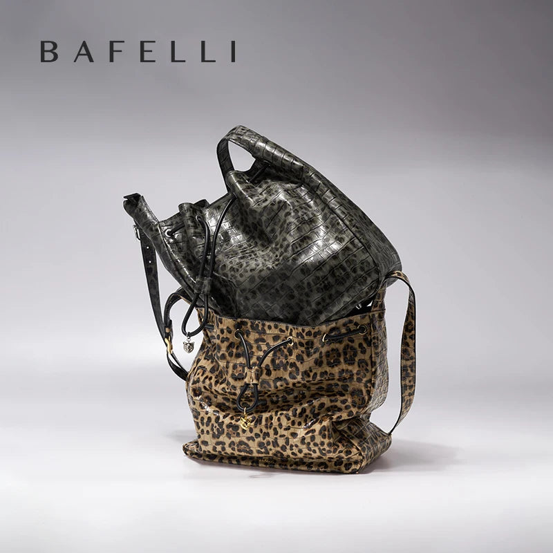 BAFELLI WOMEN'S NEW BAGS LUXURY FASHION LEATHER HANDBAGS 2026 HIGH QUALITY DESIGNER BRAND CAPACITY LADIES SHOULDER LEOPARD PRINT