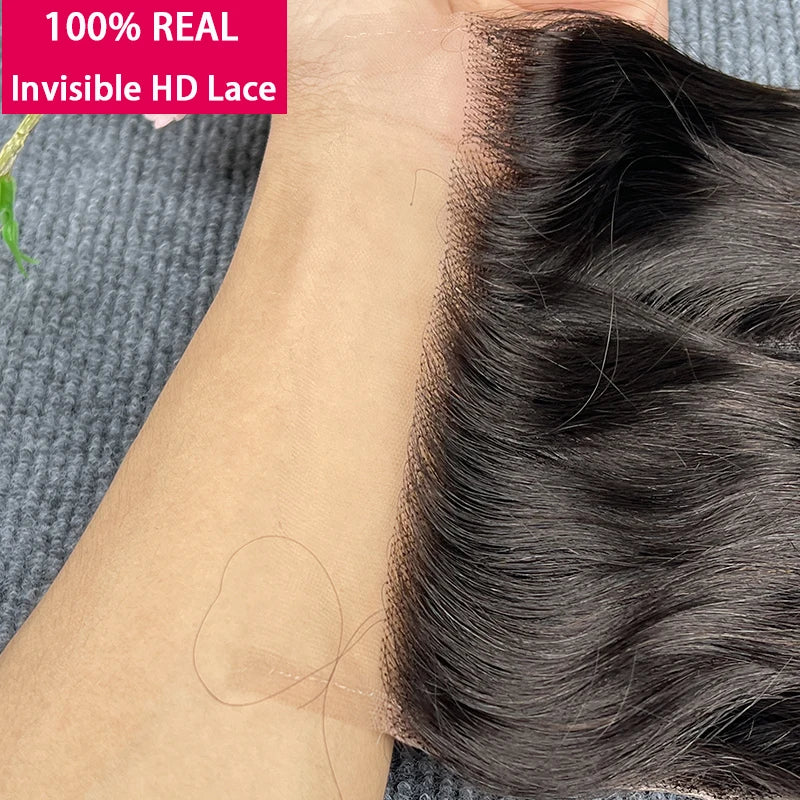 100% Real HD Lace Closure Only Invisible Melt Skin Lace 6x6 7x7 Straight & Body Wawe Raw Human Hair Pre Plucked Swiss HD Lace